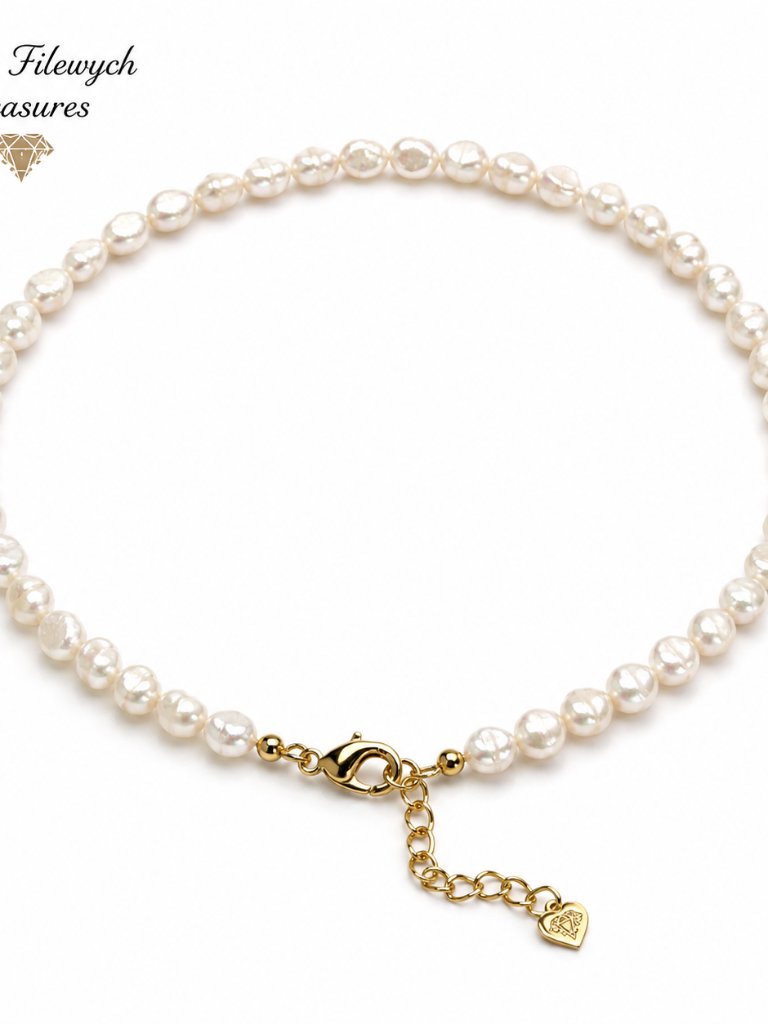 Pearl-25--Aa Freshwater White Baroque Pearl Choker Necklace 34cm